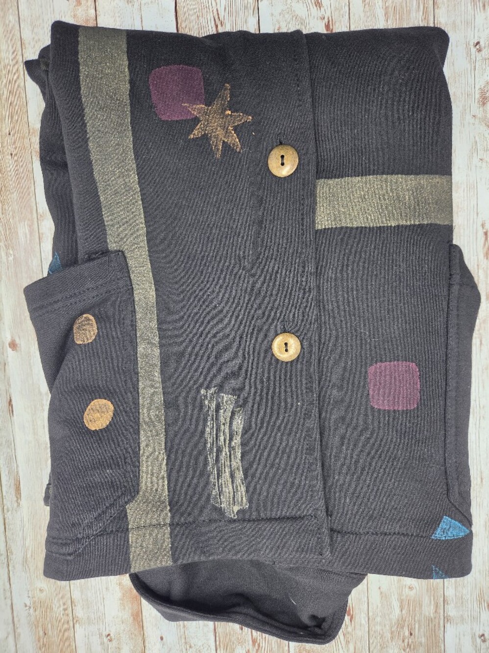 🎨 Vintage Play Alegre Hand Painted Cotton Jacket XL/ML | Black Art to Wear 🎨 - Picture 11 of 12